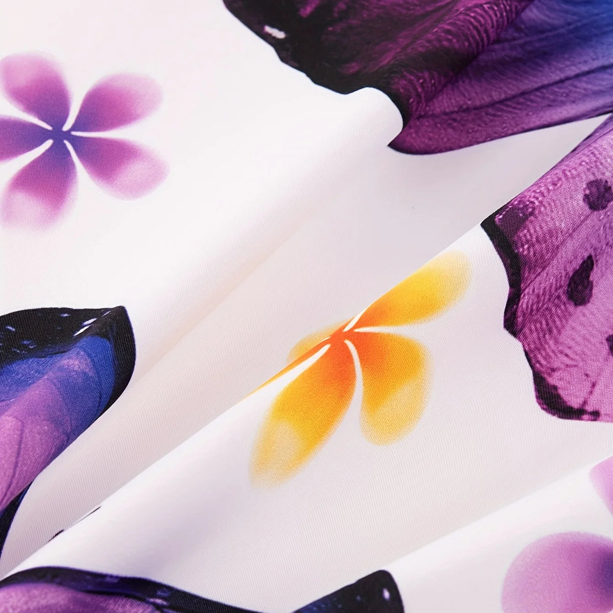 ensemble literie violet moderne papillons fleurs impression 3d polyester brossé pièces double violet blanc