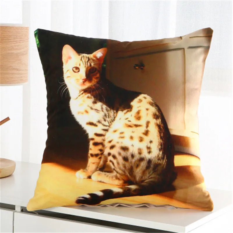 housse coussin imprimé animalier chien chat 45x45cm polyester moderne décoration salon canapé voiture lit
