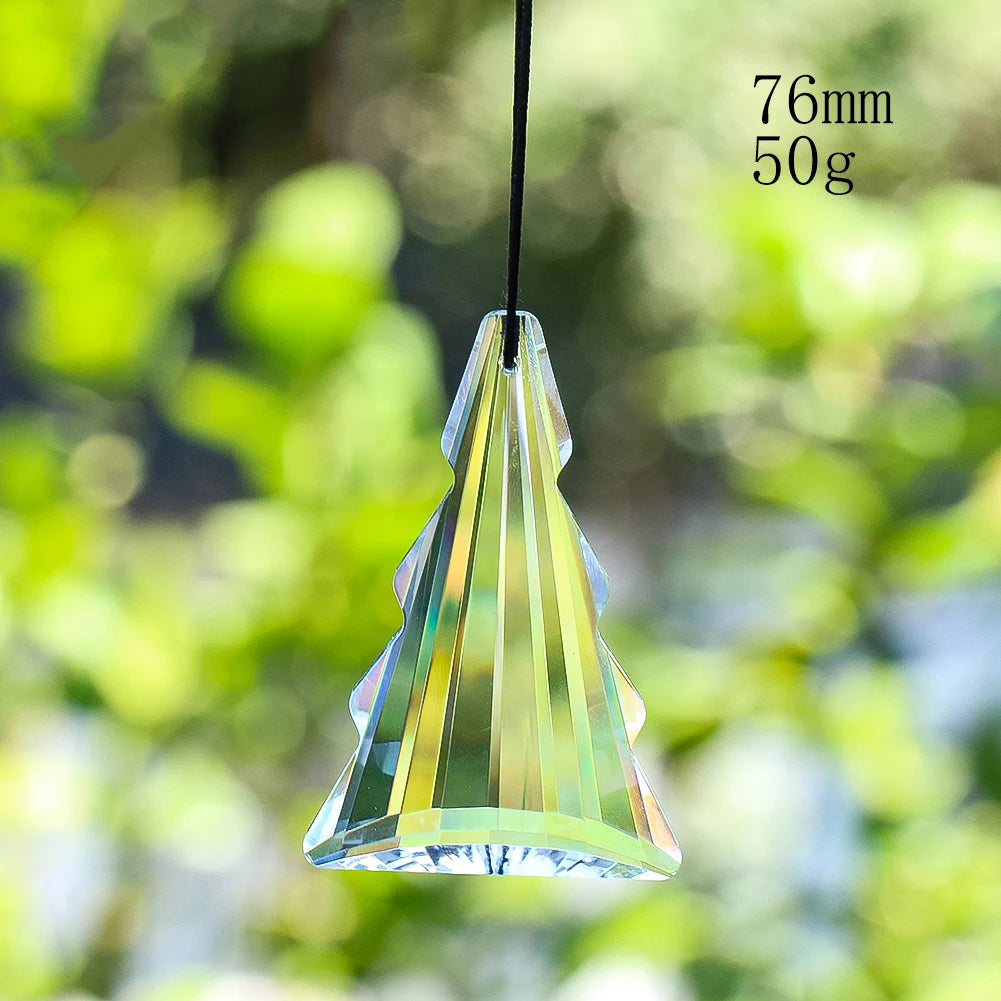 pendants cristal vert bleu jaune arc ciel facettes brillantes modernes transparents anneaux noirs 63mm