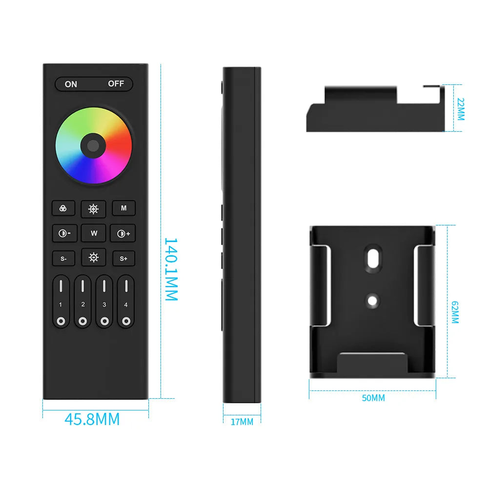 télécommande rf led rgb blanc noir moderne minimaliste support mural batteries incluses