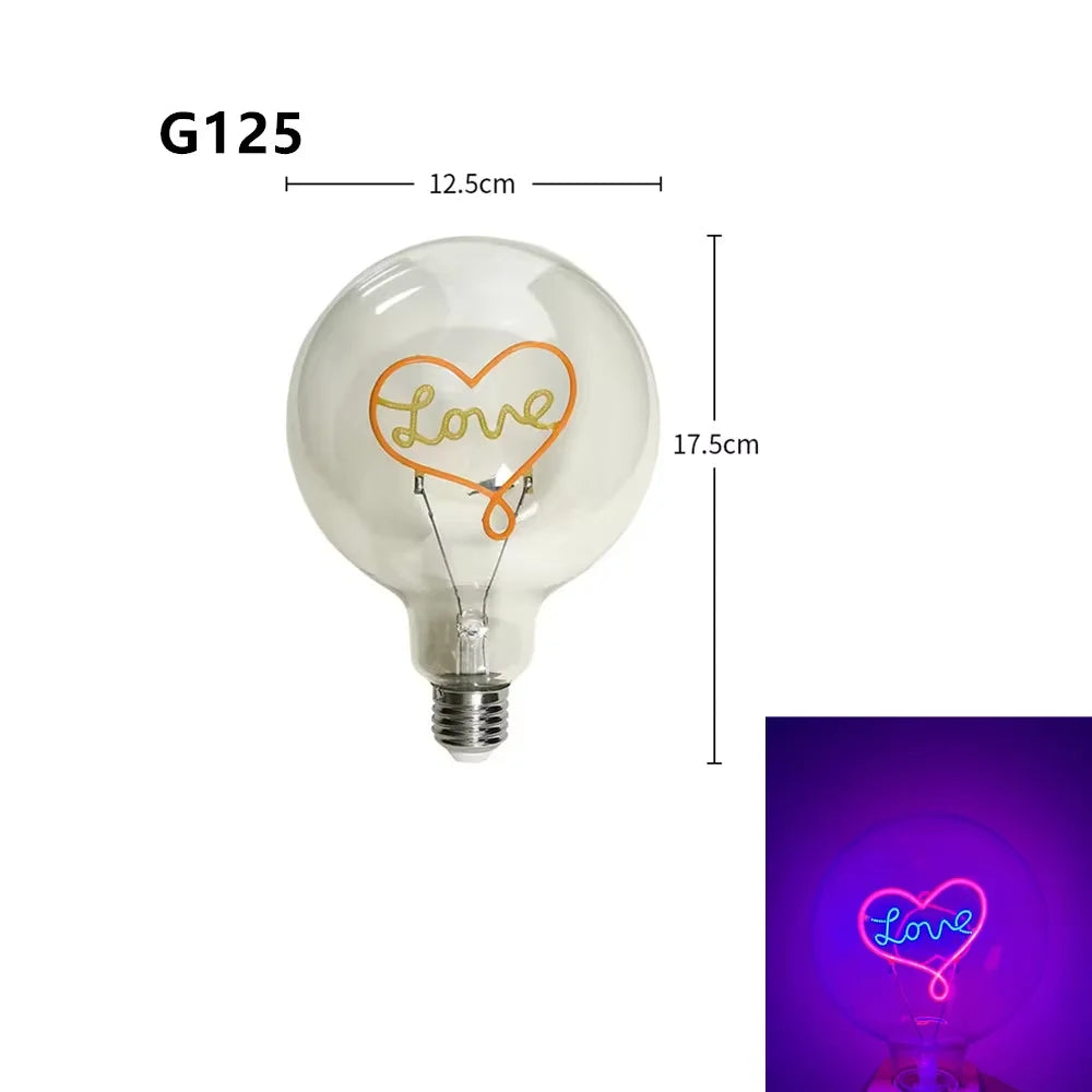 ampoule led filament transparente dorée love dream note vintage métallique moderne chambre 220v