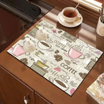 tapis cuisine rose floral adhésif good morning coffee coeurs théière vintage romantique 20x30cm 30x40cm