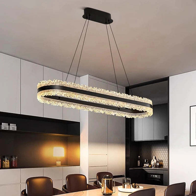suspension lumineuse moderne cristaux dorés translucide noir pendentif chaines 110cm 40cm 60cm 80cm