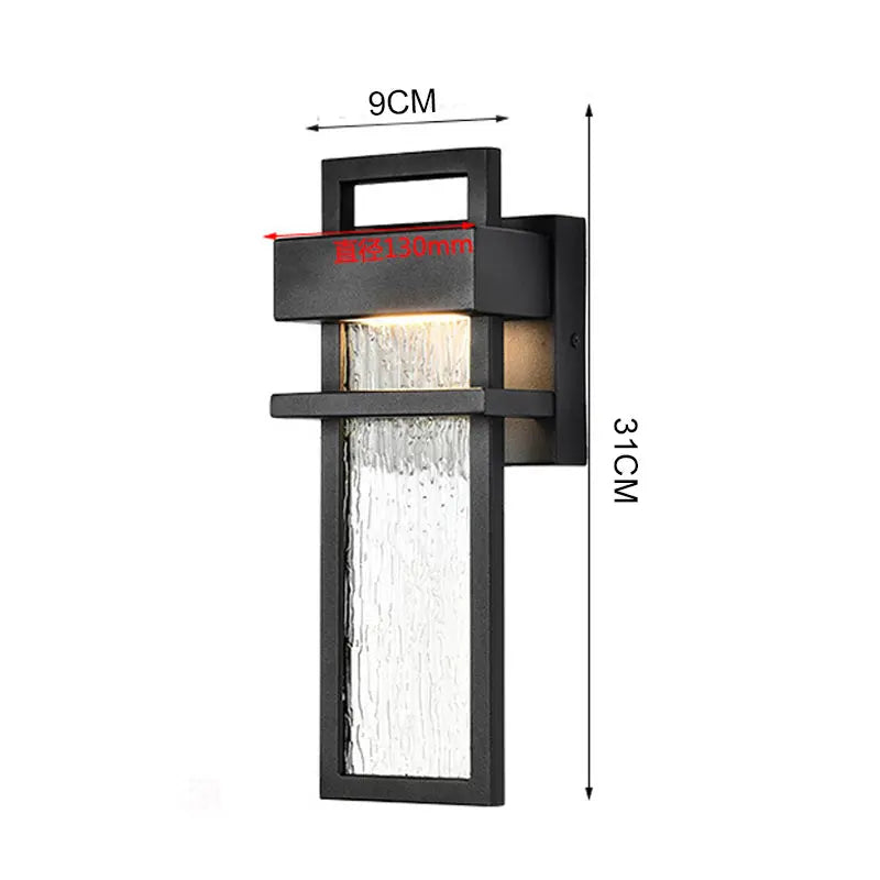 applique murale moderne led étanche noir transparent minimaliste ip65 aluminium