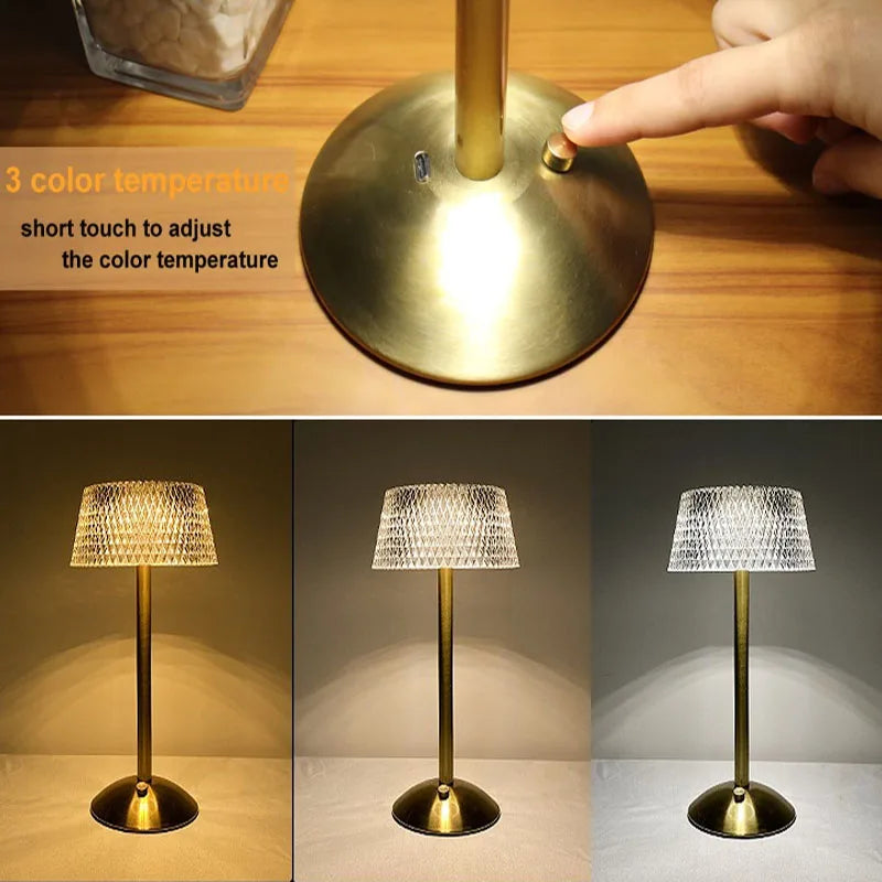 lampe table led rechargeable or blanc abatjour geometrique moderne portableôtel chambre restaurant
