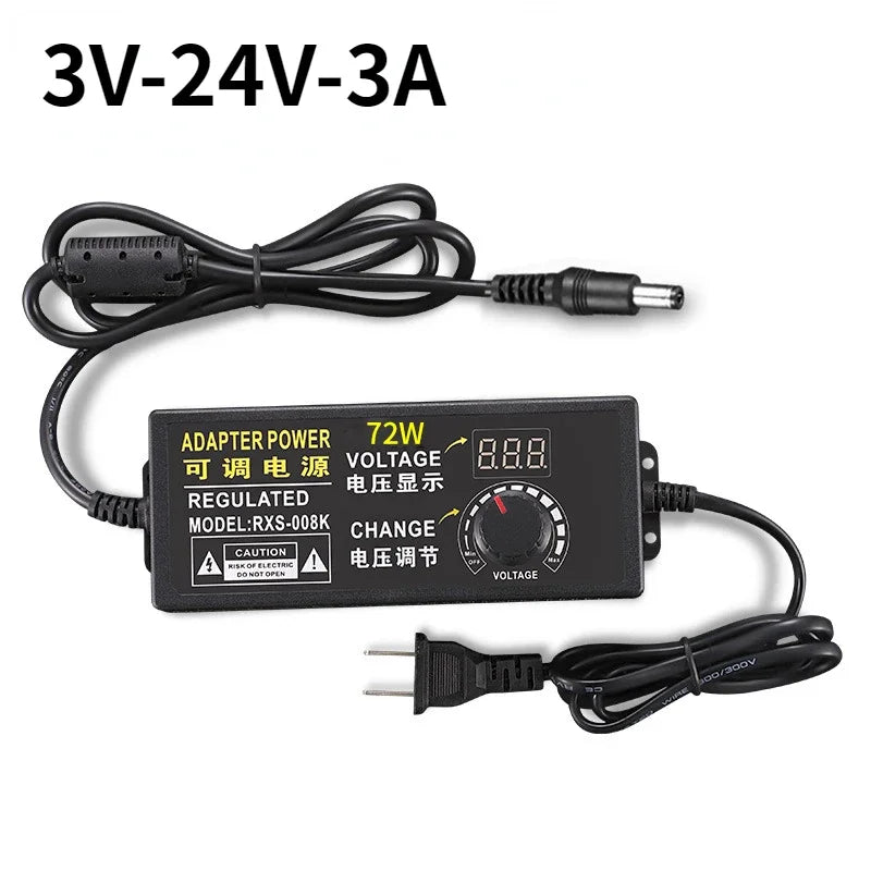 adaptateur électrique réglable tension sortie 3v 12v 24v entrée ac 100v 240v certification rohs