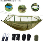 hamac double moustiquaire vert olive blanc tissu confortable transparent pratique léger