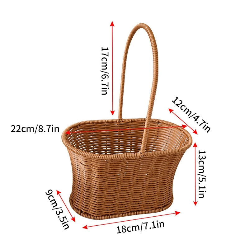 panier tressé marron clair réutilisable multiple uses fleurs artificielles anneaux métalliques traditionnel rangement maison
