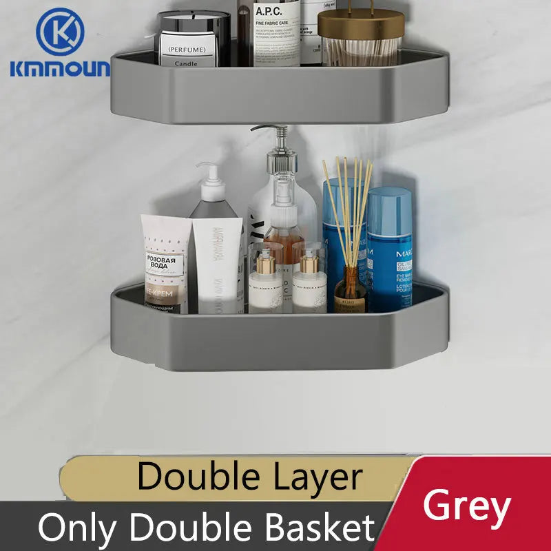 étagère d'angle aluminium noir mat salle bain moderne étagère gris mat salle douche clips