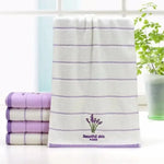 serviettes bain brodées coton polyester violet clair rayures fleurs absorption rapide douces classiques violet