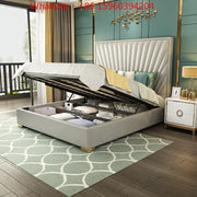 Lit en cuir blanc king size avec tête de lit moderne et matelas latex - Ensemble chambre à coucher