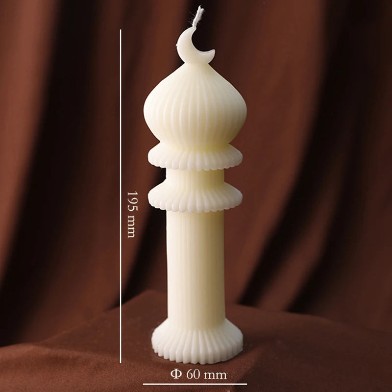 bougies aromathérapie blanches rayures architecturales classiques opaques İslam festival decoration