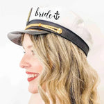 chapeau marin chapeau mariage sash nuptial ancre dorée écriture cursive blanc or festif