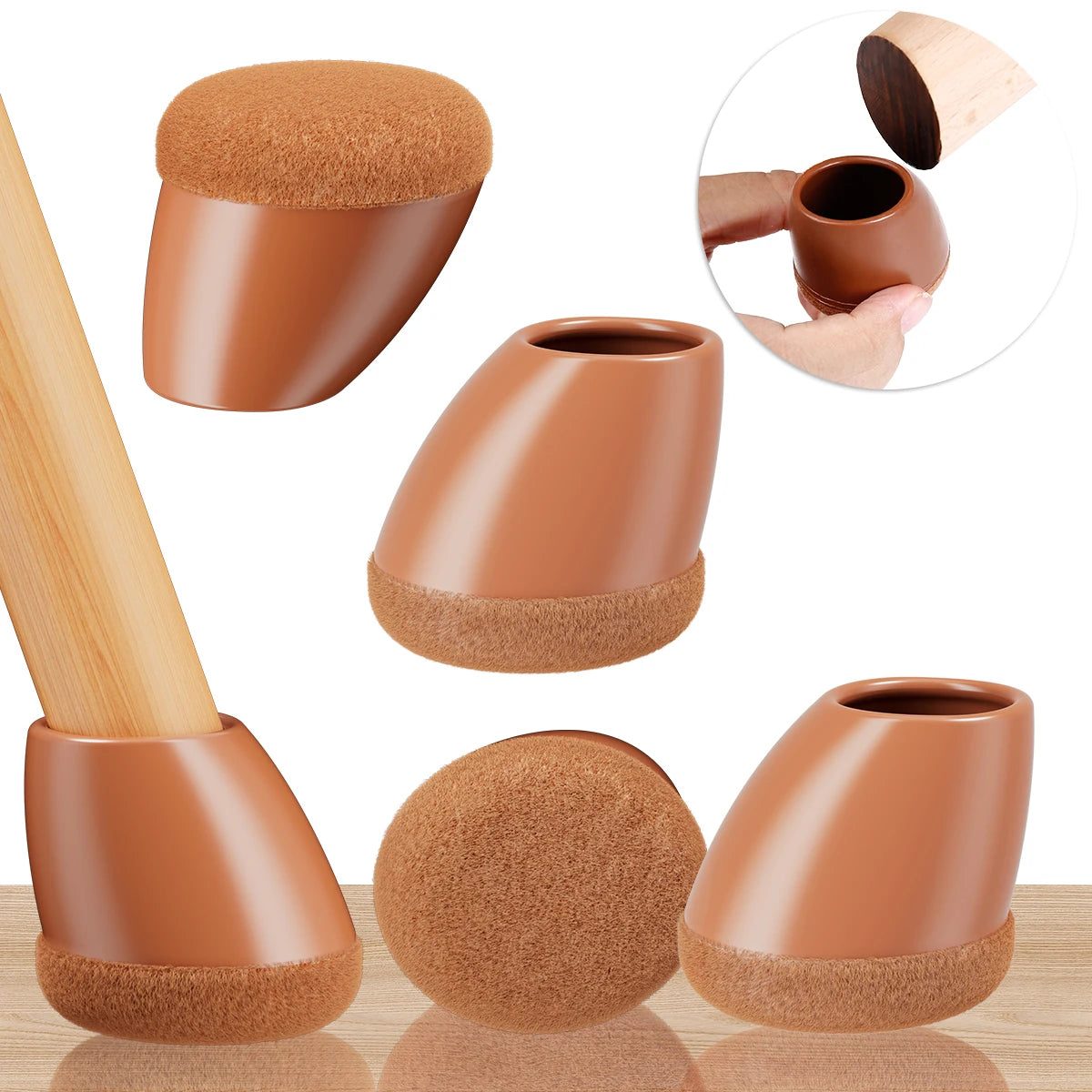protège pieds meubles marron clair fausse fourrure adhésif moderne durable élastique anti usure