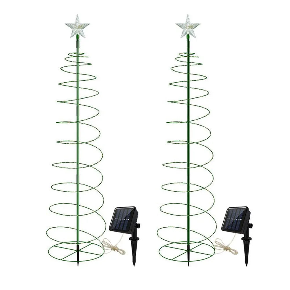 guirlande solaire led extérieure ip65 auto on 5m festif minimaliste noel vert jaune blanc