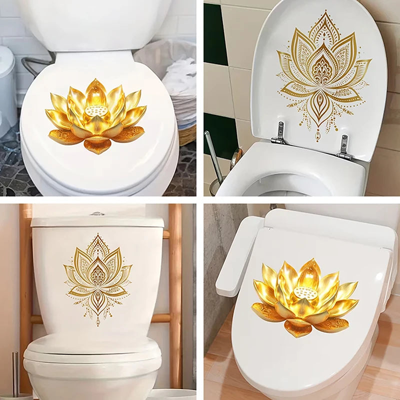 sticker mural or fleur lotus artisanal adhésif salle bain décoration zenintérieur floral
