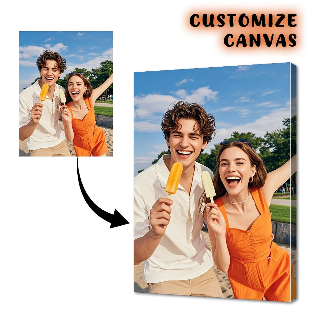 toile personnalisable moderne photo famille abstraite blanc orange bleu jaune vert sans cadre