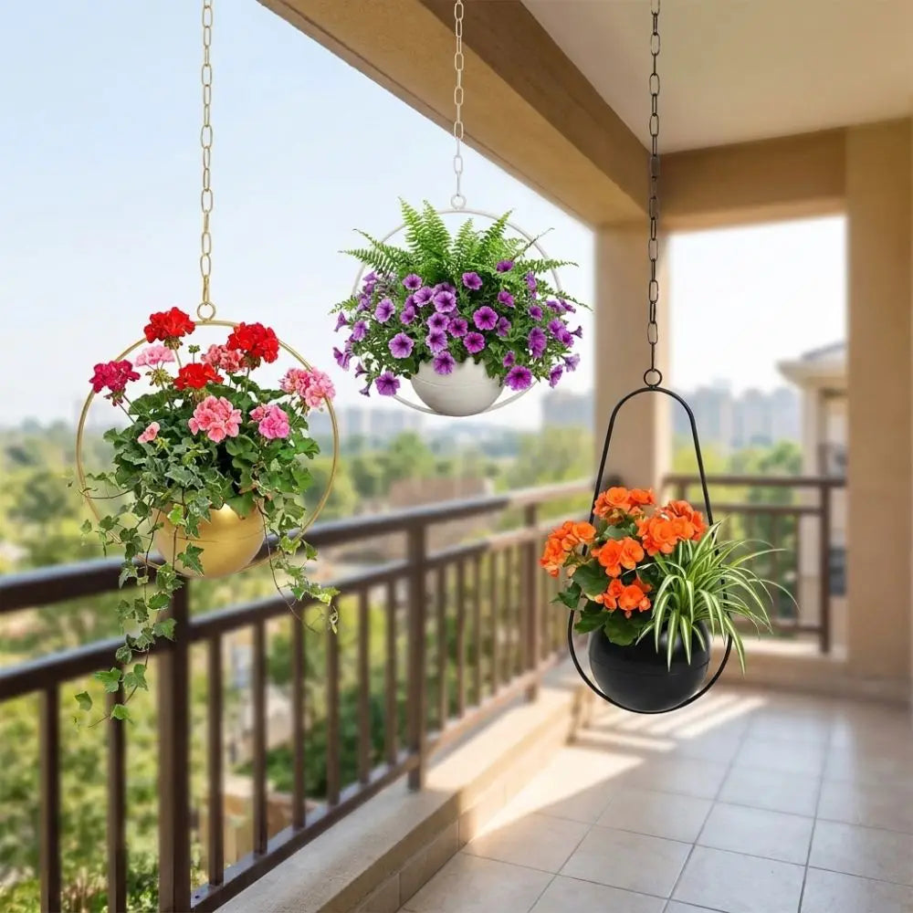 pots fleurs suspendus or noir modernes minimalistes chaîne résistants usure