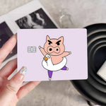 autocollants protection cartes bancaires dessins animés personnages porc oiseau violet vert blanc illustration