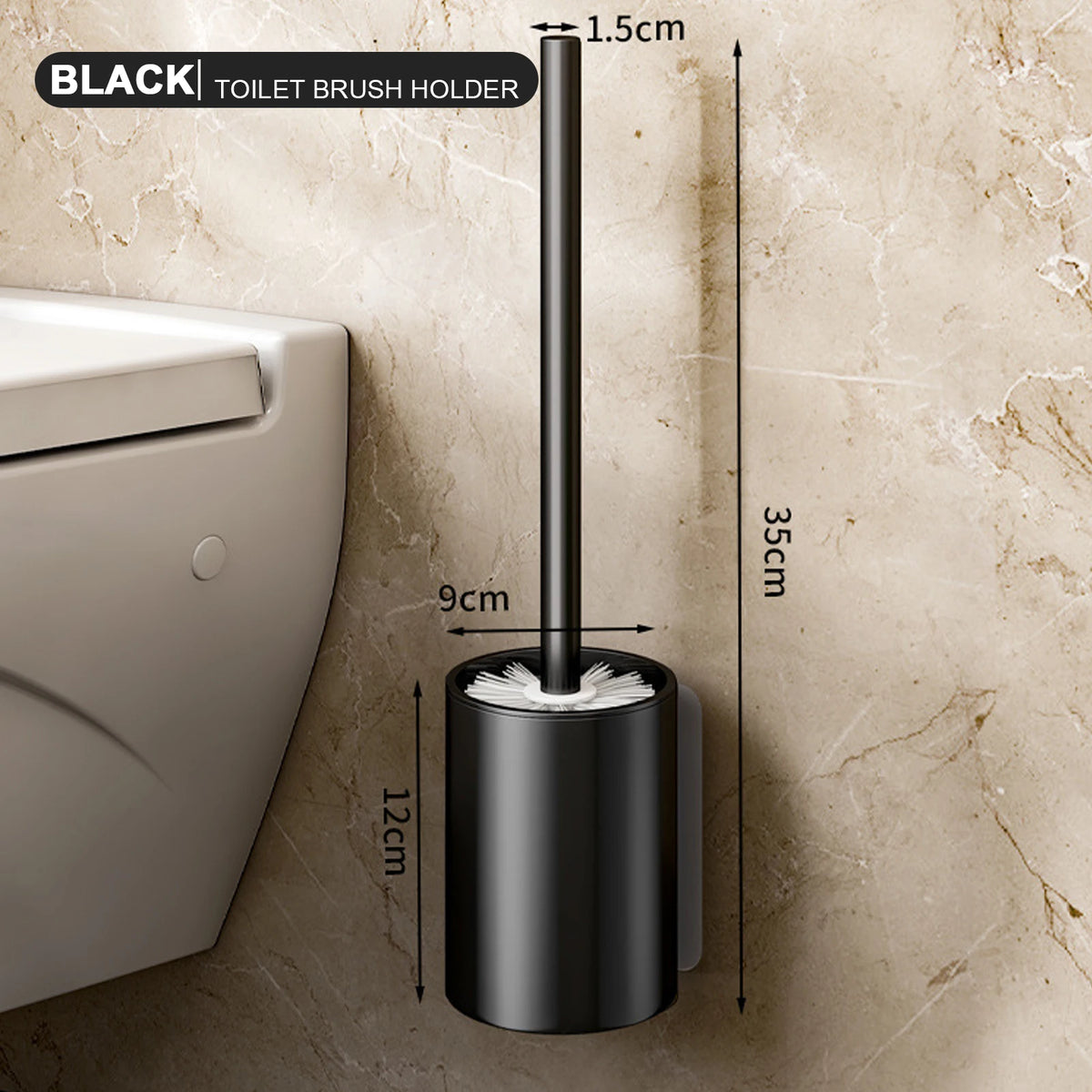 brosse toilette aluminium porte brosse moderne adhésif gris dense épuré