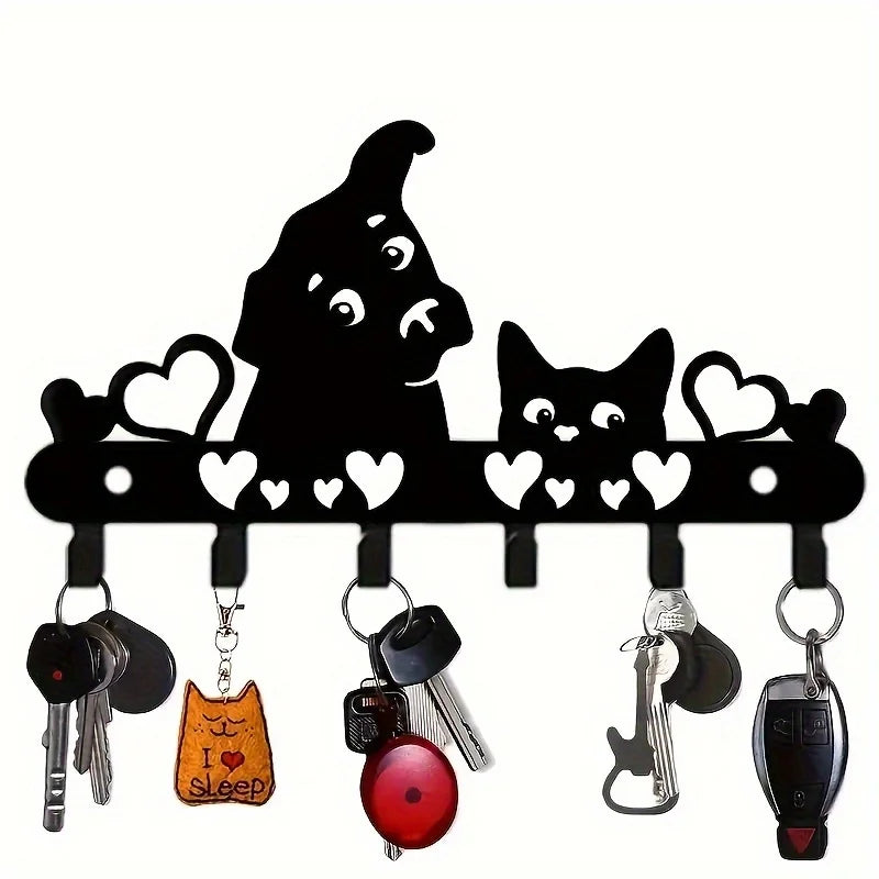 porte clés mural chien chat cœur métal découpé décoration entrée fixations animaux