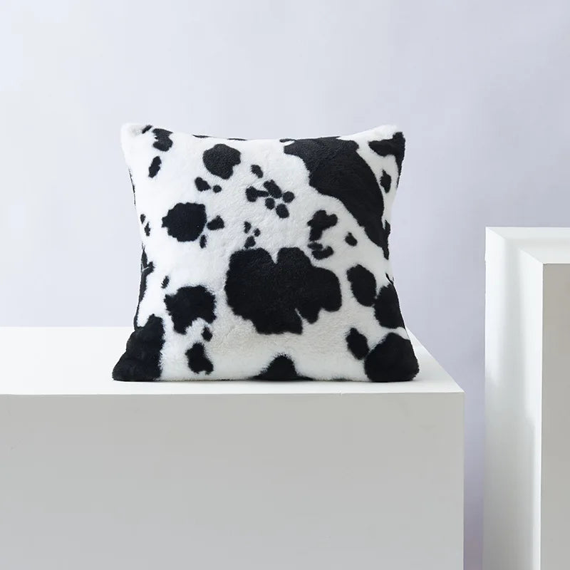 taies d'oreiller jacquard imprimées motif tacheté moderne 100% polyester non toxique noir blanc marronclair