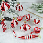 Décoration de fête rouge et blanche pour sapin
