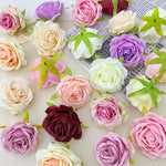Décoration murale artificielle roses soie classique blanc rose violet romantique