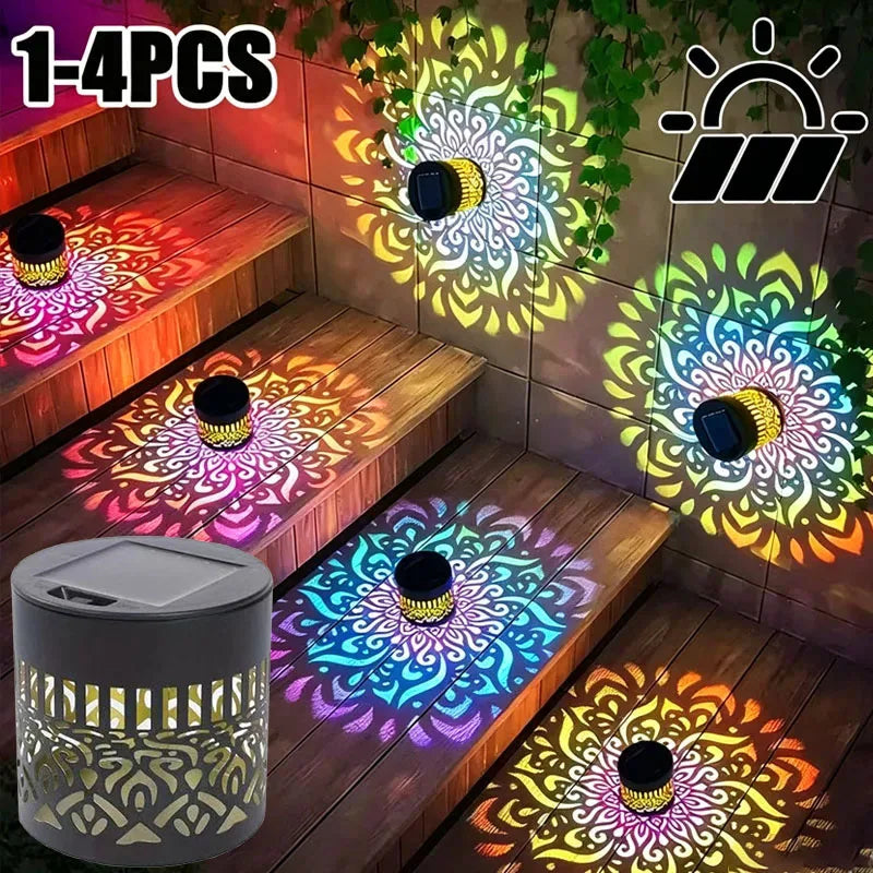 projecteur solaire led noir motif floral moderne étanche adhésiveextérieur jardin clôture patio