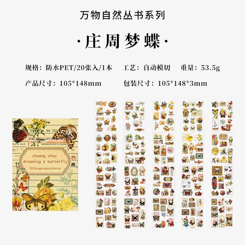 autocollants multicolores fleurs papillons scrapbooking vintage carnet notes diy étiquettes adhésives