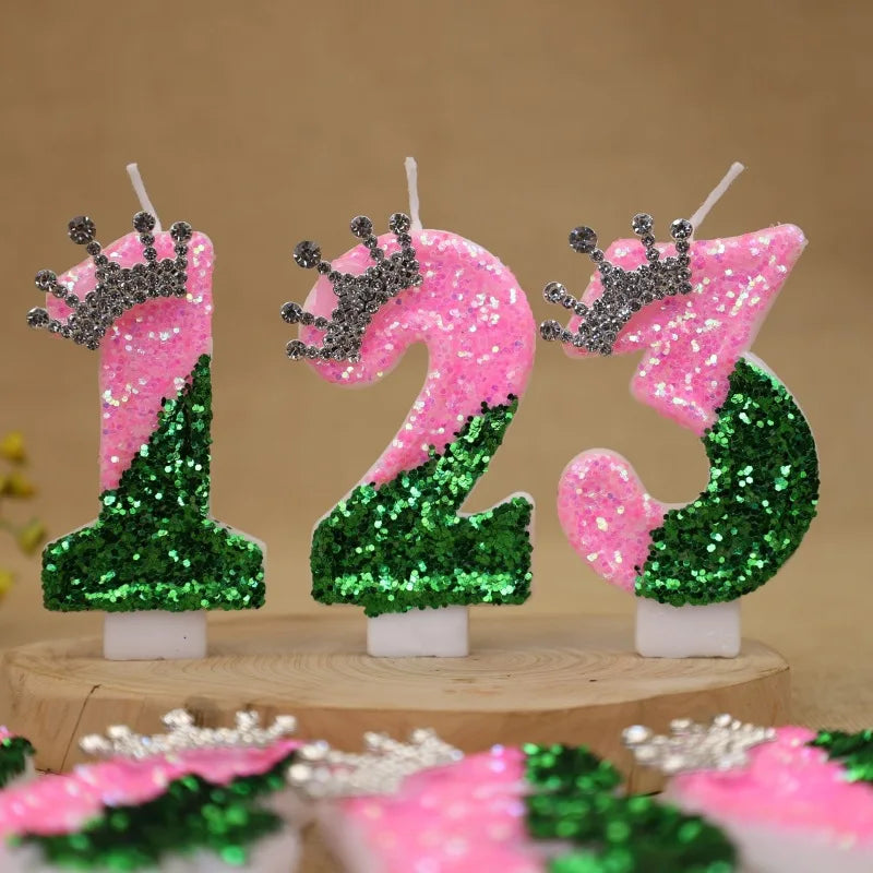 bougies numérotées pailletées rose vert blanc opaques festives tringle boîte rangement