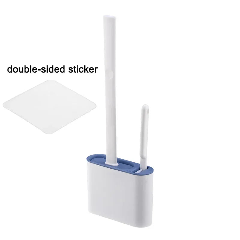 brosse wc adhésive support double adhésif poils doux moderne salle bain blanc