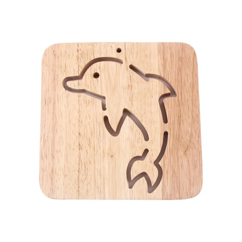 support vaisselle dessin animé poisson gravure bois clair naturel simple antidérapant maison