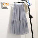 jupe midi plissée tulle transparente féminine élégante décontractée multiple niveaux printemps été