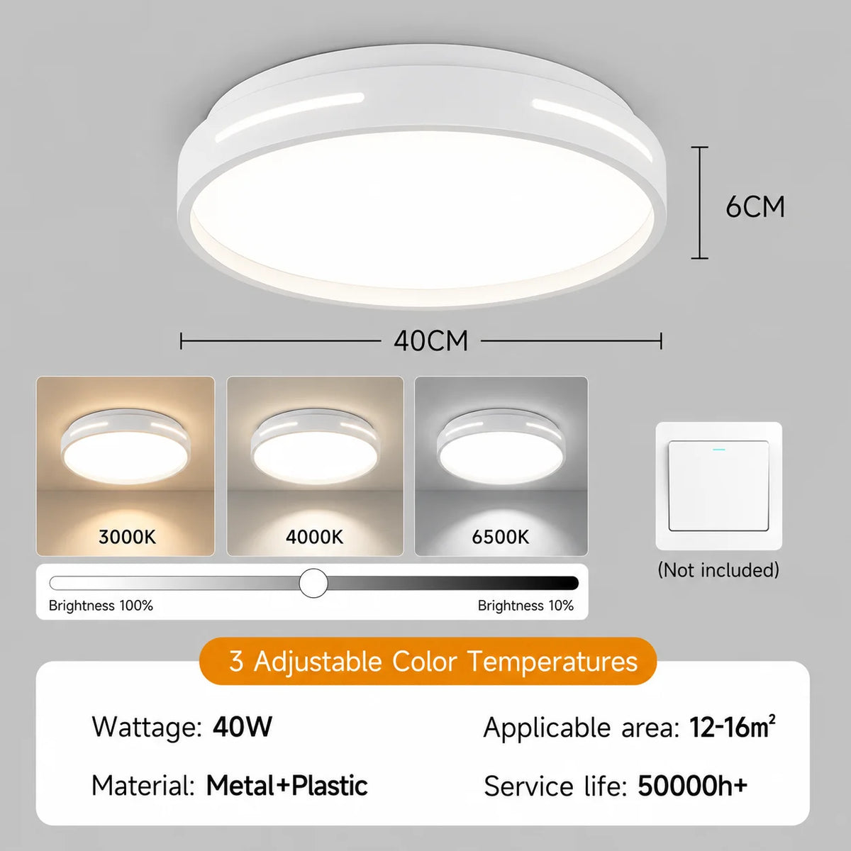 lampe moderne télécommande led noir blanc minimaliste fixations vis