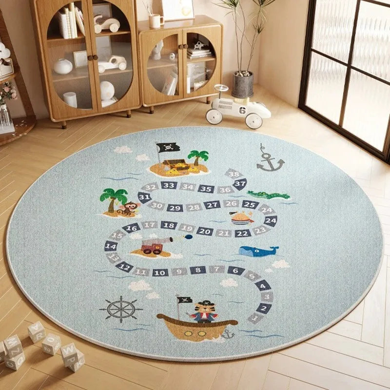 tapis rond carte monde moderne floral adhésif salon chambre extérieur bleu clair vert foncé