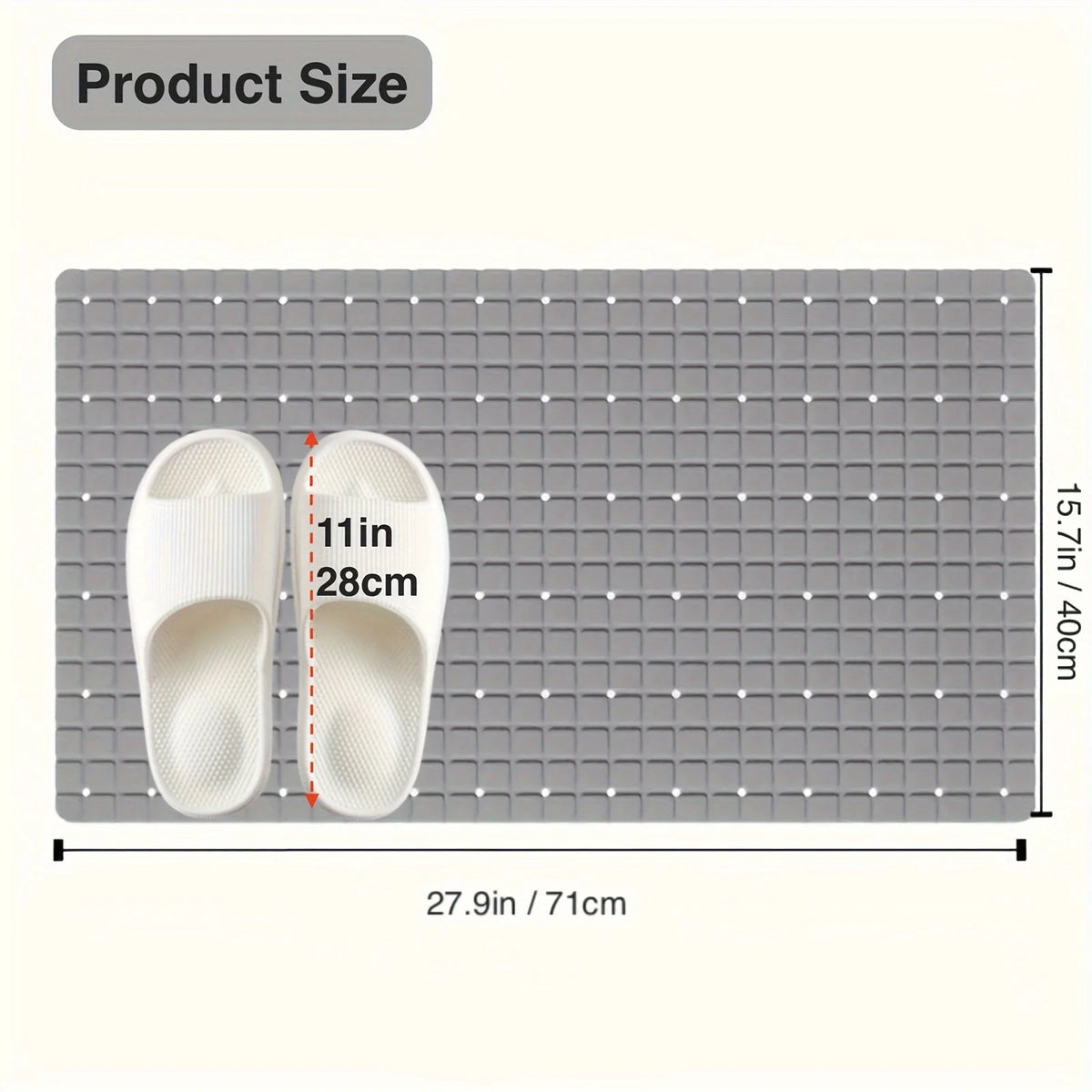 tapis bain anti dérapant pvc carreaux mosaïque gris moderne salle bain ventouses trou vidange