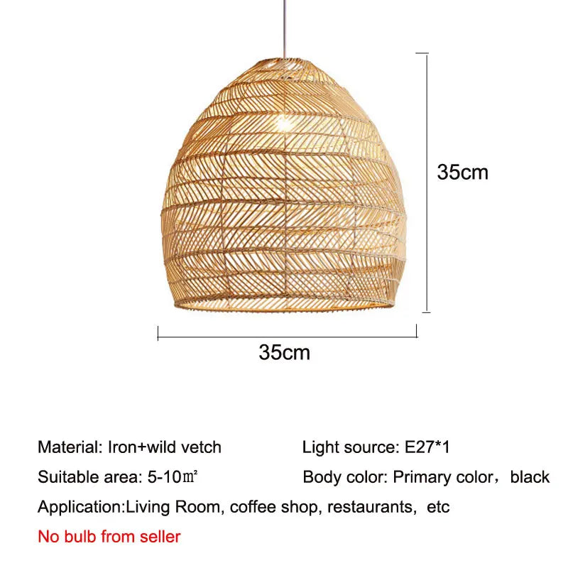 Lampe suspendue tressée bohème semi transparente salon chambre étude rustic asian