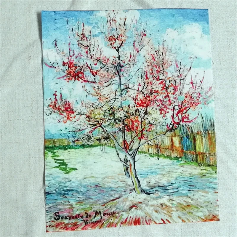 tissu coton lin hand dyed peinture huile van gogh rapide respirant craft scrapbooking patchwork