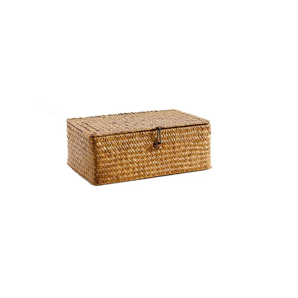 coffre provisions réutilisable osier couleur brun clair rustique respectueux environnement utilisation multiple articles divers