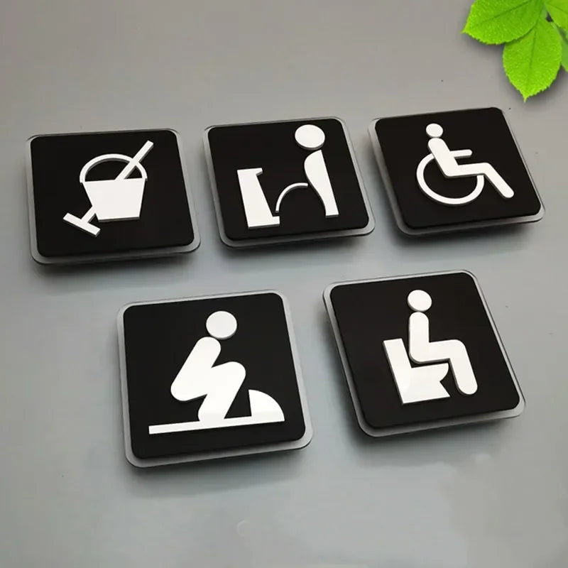 sticker signalétique toilette homme moderne minimaliste noir blanc decoration salle bains