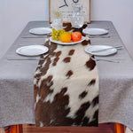 tableau lin imprimé peau vache blanc marron moderne rustique tacheté cuisine maison