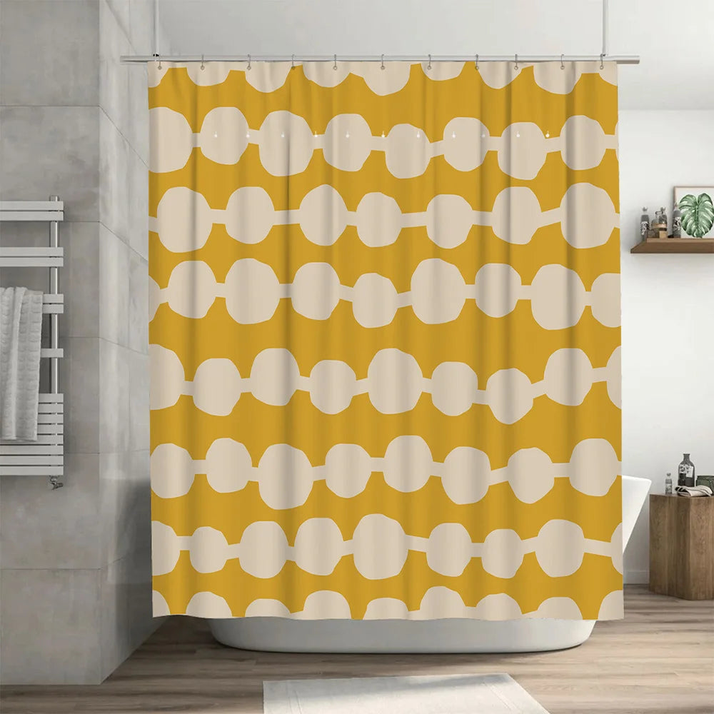 rideau douche jaune moderne motif cercles polyester respectueux environnement 180x180cm opaque annuaux suspension