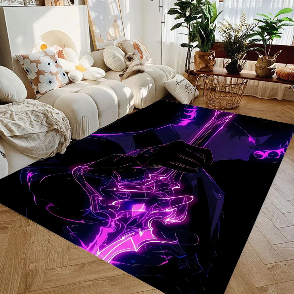 tapis sol décoratif moderne illustration personnage art numérique salon chambre maison intérieur doux