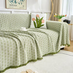 couverture géométrique moderne vert clair blanc polyester coton usage intérieur extérieur multisaison pique nique