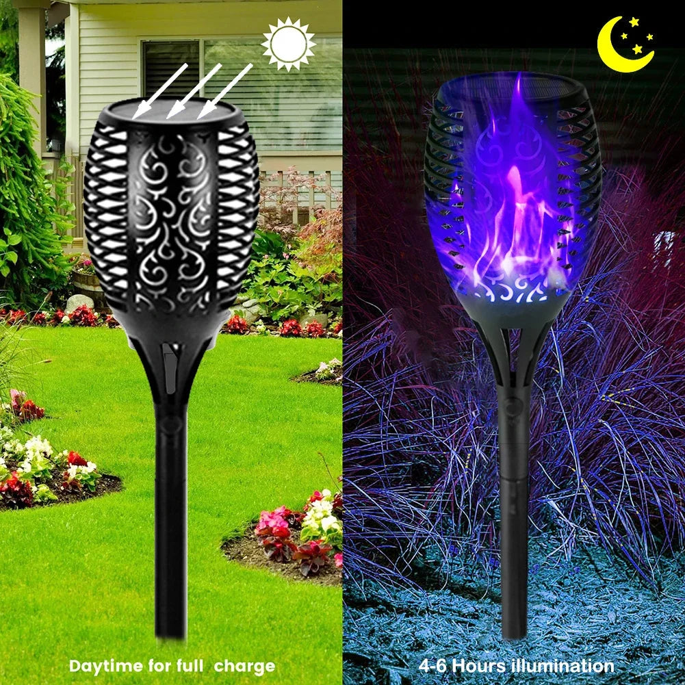lumière solaire flamme moderne noire ornementale fixée piquet patio extérieur