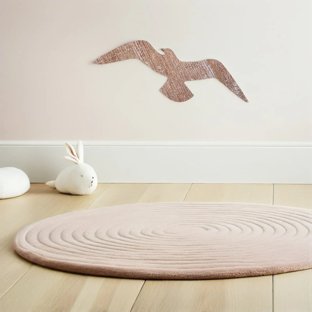 décoration murale oiseaux vol marron clair bois naturel silhouette simplifiée adhésif nautique maison côtier