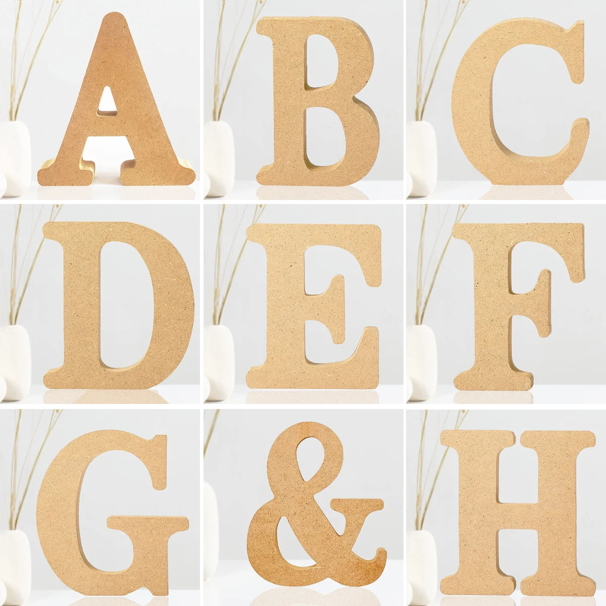 lettres bois naturel décoratives mur peinture pinceau accessoires maison