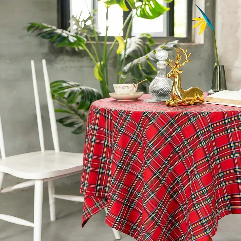 Nappe carreaux écossais rouge verte table noël classique imperméable polyester maisonextérieur