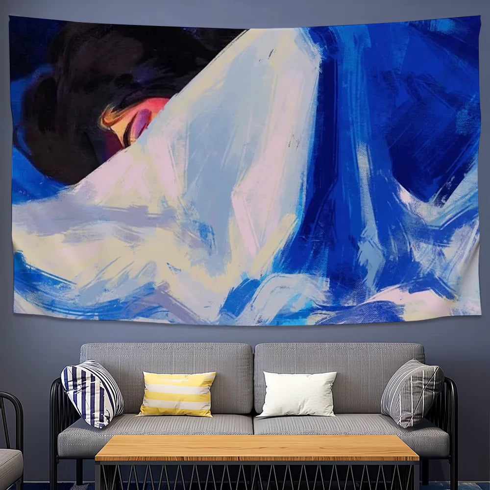 Drapeau de taille 120x180 cm dans une chambre moderne